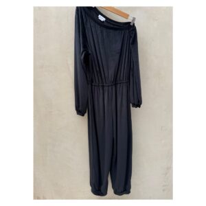 mono zasha negro velour lovers and friends, manga larga y cintura elástica, estilo lujo relajado