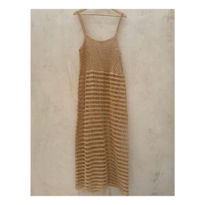 vestido edna crochet maxi dress elizabeth and james color sand sin forro talla large