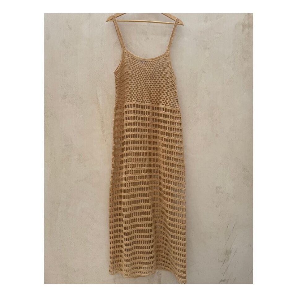 vestido edna crochet maxi dress elizabeth and james color sand sin forro talla large