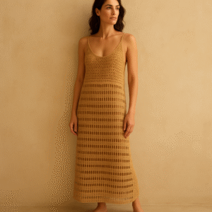 vestido edna crochet maxi dress elizabeth and james color sand sin forro talla large