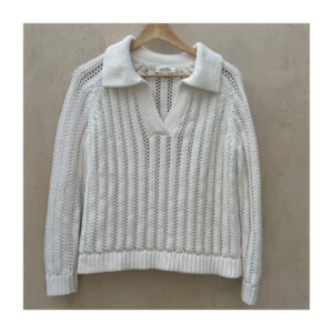 polo knit haven well within blanco óptico tejido punto abierto talla S