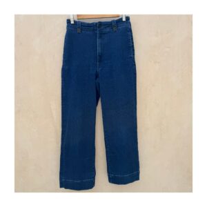 pantalón denim mother the zipped greaser loop corte recto tiro alto cropped