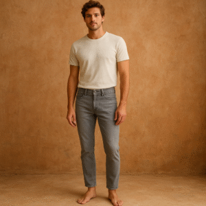 Jeans Faherty gris acero corte ankle recto con mezcla de algodón y lyocell