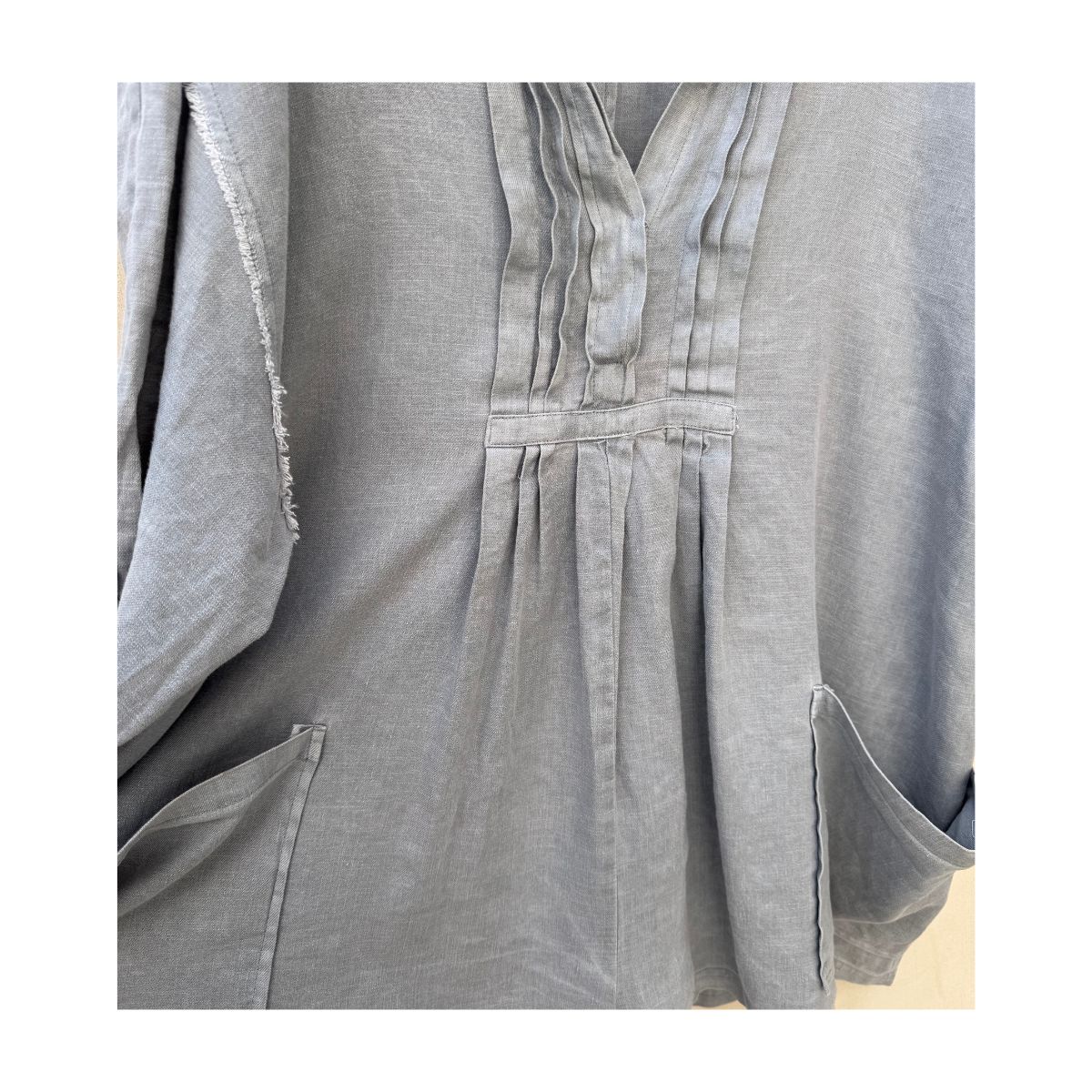 romper gris free people lino lyocell con pliegues y bolsillos oversized