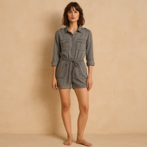 Romper de segunda mano utility gris vintage de Velvet Heart en 100 % Tencel, con cintura ajustable y fit relajado, talla M.ropa usada