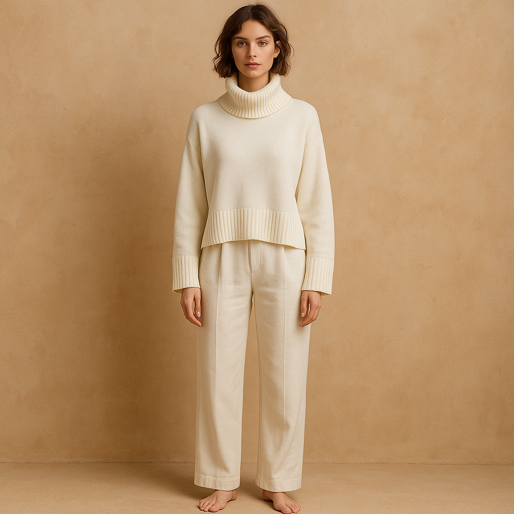 pullover hueso cuello alto minimalista mujer laundry shelli segal