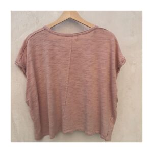 T-shirt You Rock de Free People color durazno, corte crop relajado y costuras visibles, talla S, ropa usada, de segunda mano