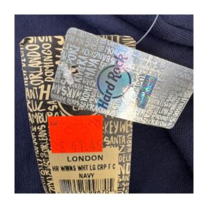 top cropped azul marino con logo Hard Rock Cafe London, talla XS