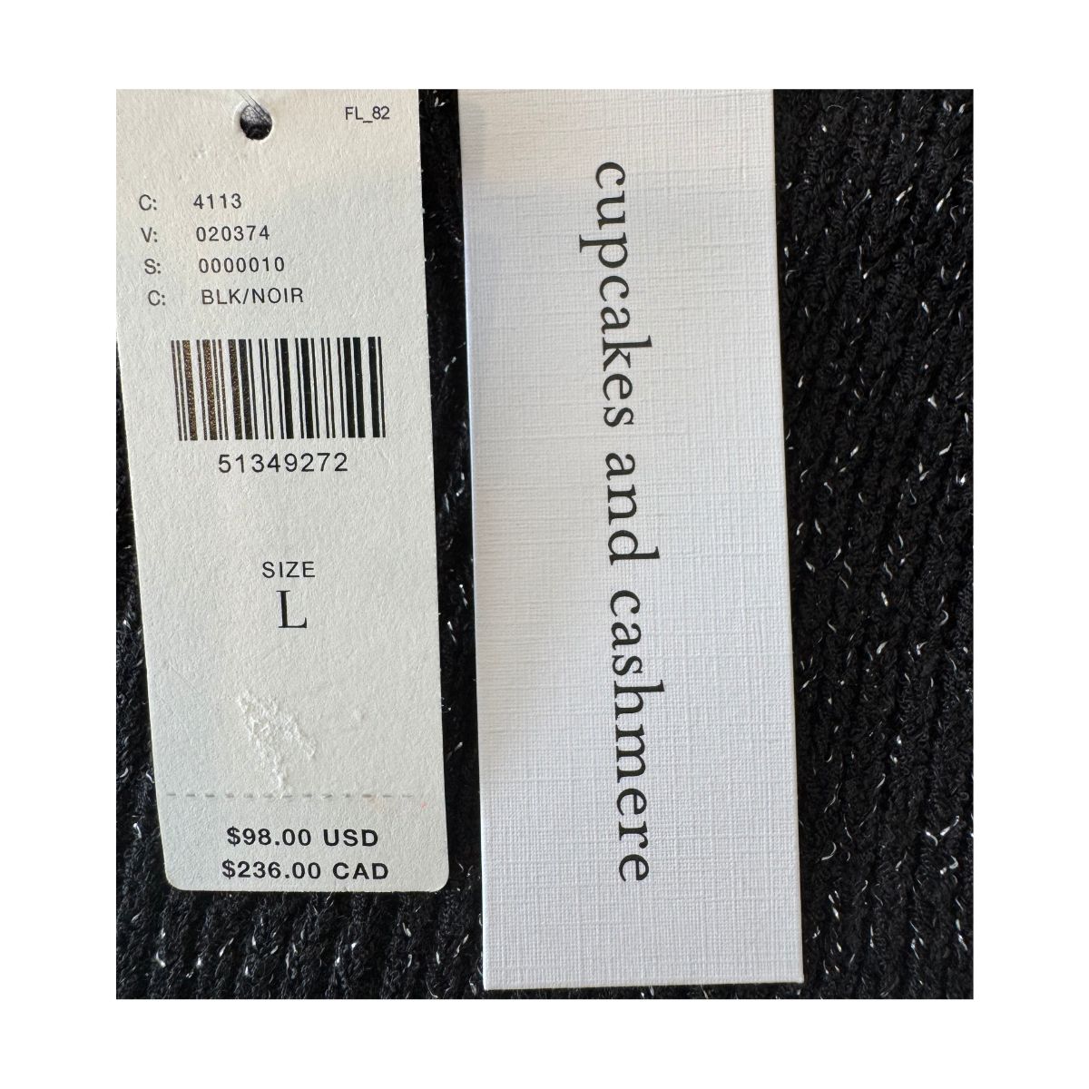 nwt vest cupcakes and cashmere negro brillante sin mangas tejido metálico