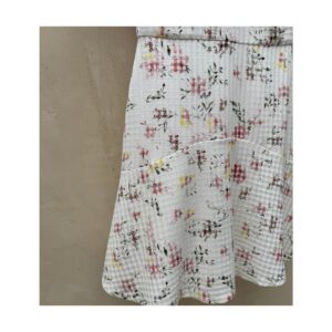 vestido blanco con flores lauren ralph lauren textura cuadriculada falda evasé