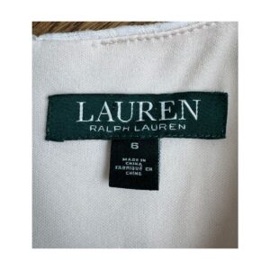 vestido blanco con flores lauren ralph lauren textura cuadriculada falda evasé