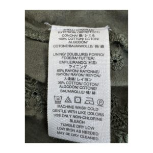 vestido bordado olive de Free People con volantes tiered y encaje gris, talla S. ropa usada de segunda mano