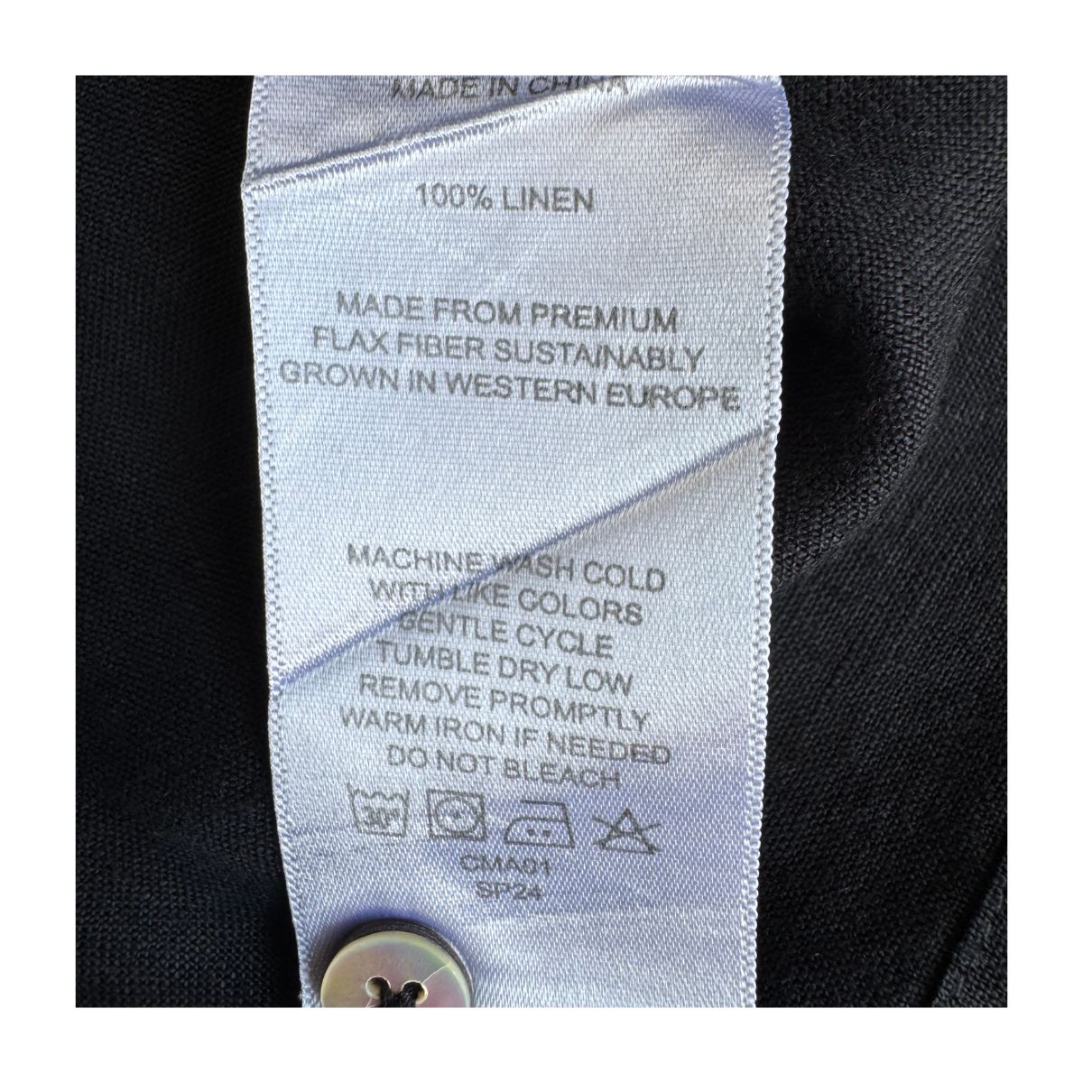 Etiqueta composición y cuidados vestido Quince