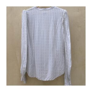 Blusa Joie puntos y estrellas negros en fondo blanco. Talla M, estilo soft girl