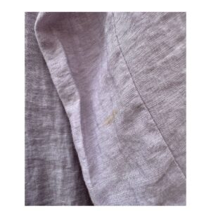 Japanese Vintage Mandarin Collar Blusa de lino lila de marca asiática vintage talla M con preuso y curada por Amelie, dark academia, light academia