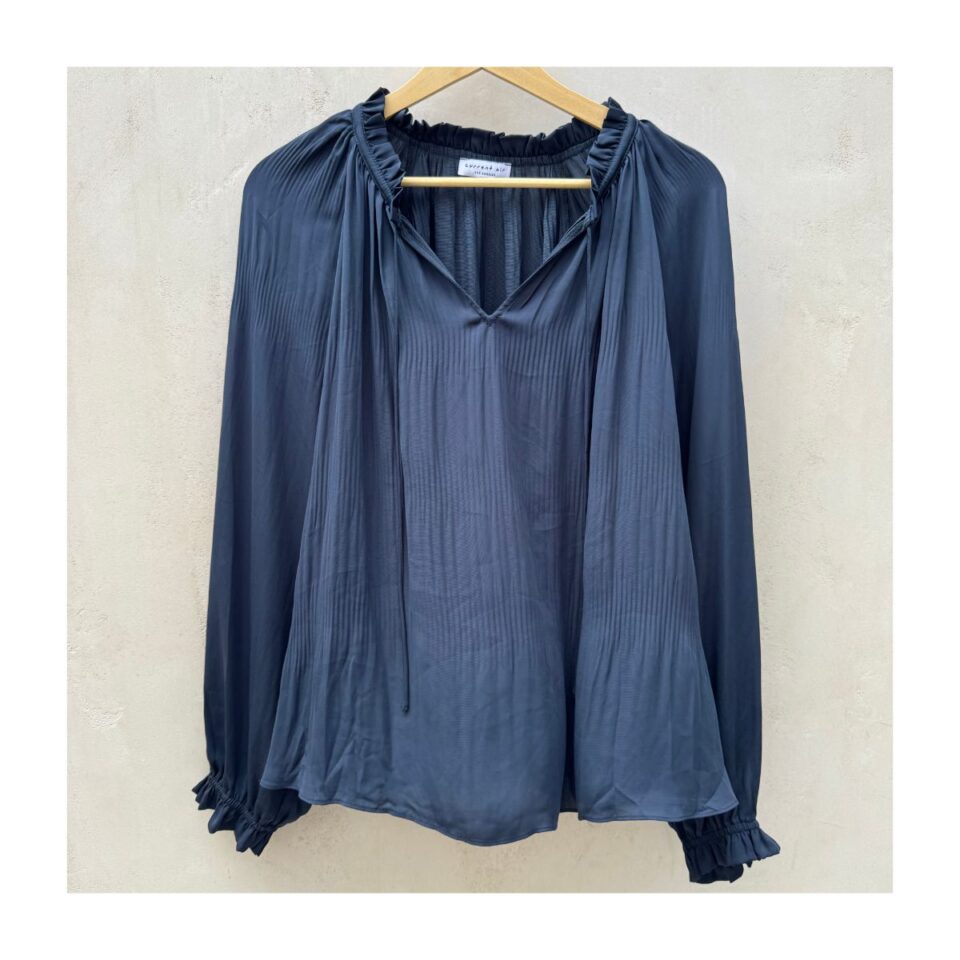 Blusa formal marca current air azul de segunda mano curada por Amelie