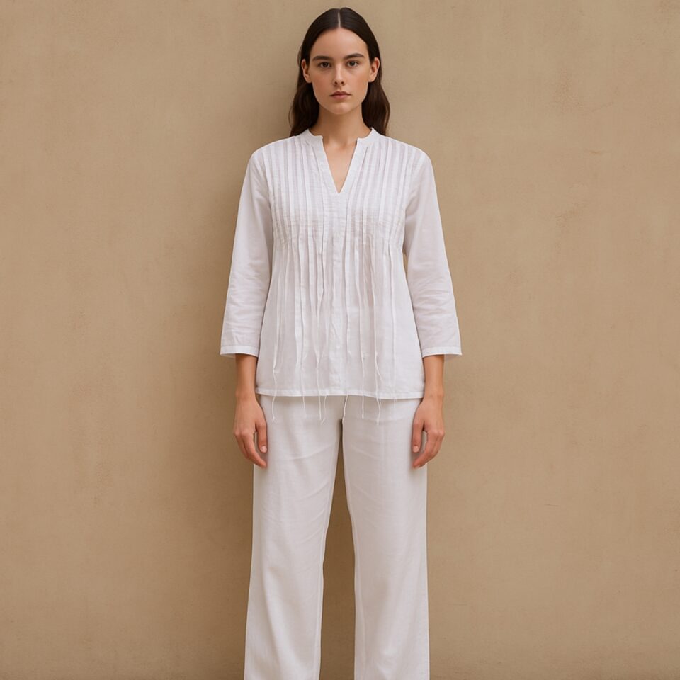 Blusa Teeds blanca en algodon 100%, talla S y estilo boho chic