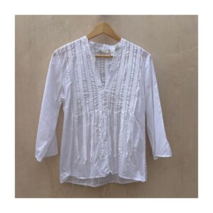 Blusa Teeds blanca en algodon 100%, talla S y estilo boho chic