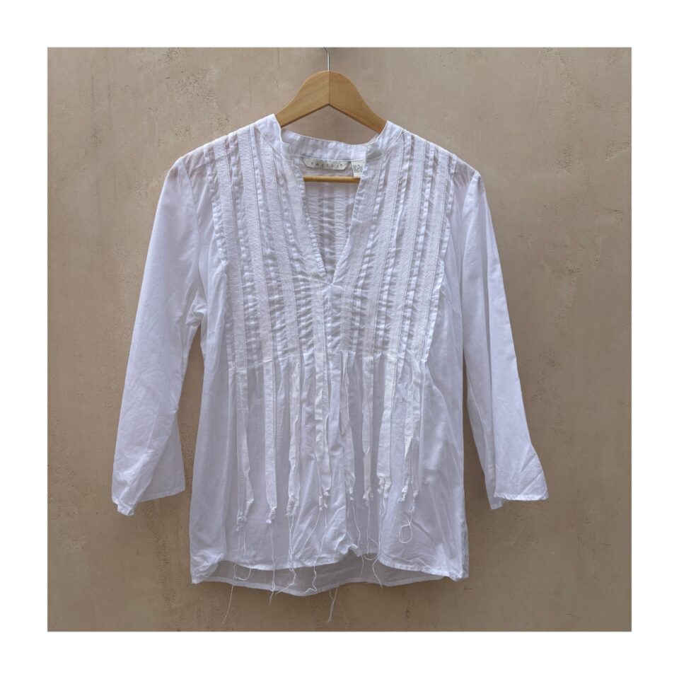 Blusa Teeds blanca en algodon 100%, talla S y estilo boho chic