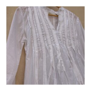 Blusa Teeds blanca en algodon 100%, talla S y estilo boho chic
