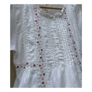 Camisón vintage de korea del sur, blanco con bordado artesanal