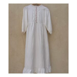 Camisón vintage de korea del sur, blanco con bordado artesanal