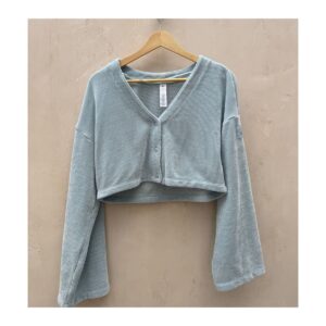 Cardigan Cheniile Chalet de Alo Yoga en azul glaciar de segunda mano. Talla S