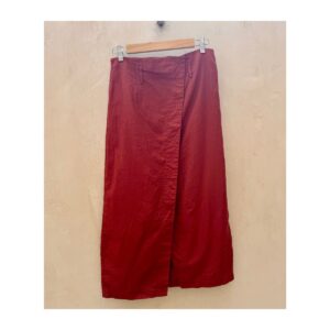 Falda midi de lino terracota ASOS envolvente en talla 8. De segunda mano premium. Preloved