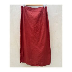 Falda midi de lino terracota ASOS envolvente en talla 8. De segunda mano premium. Preloved