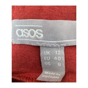 Falda midi de lino terracota ASOS envolvente en talla 8. De segunda mano premium. Preloved