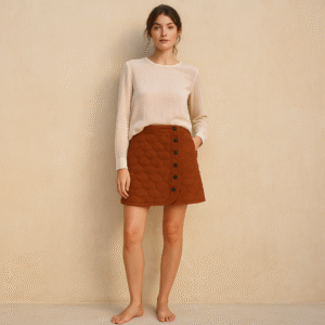 Quilted Corduroy Skirt. Falda tipo pana alcochada marca madewell en talla s color terracota. estilo boho chic