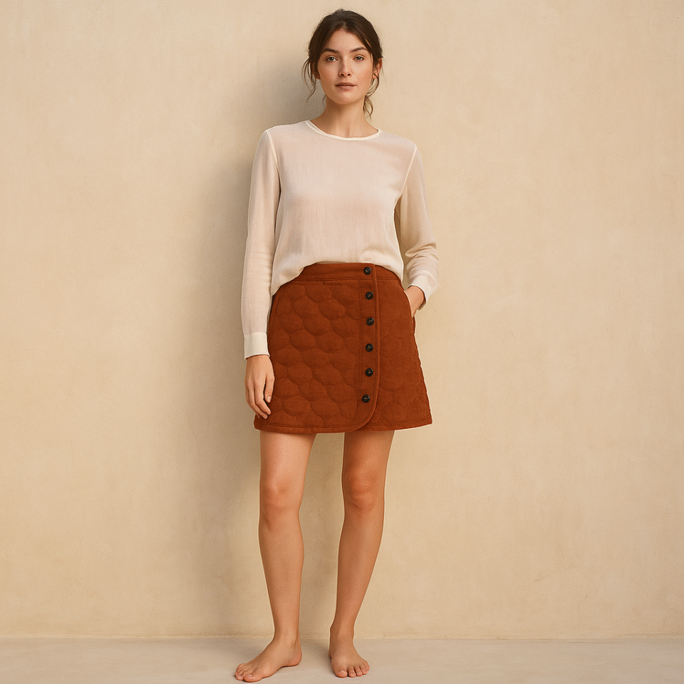 Quilted Corduroy Skirt. Falda tipo pana alcochada marca madewell en talla s color terracota. estilo boho chic