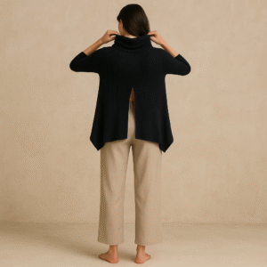 Pullover World Traveler negro de Free People Beach con cuello alto y espalda abierta, talla S. segunda mano