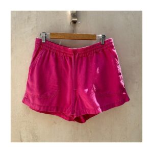 shorts de segunda mano J.Crew Seaside lino lyocell rosa frambuesa talla M. ropa usada en perfecto estado