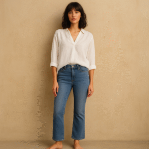 Jeans Sculptek Straight Leg. Talla L, azul claro