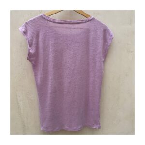 Loft t‑shirt lila de segunda mano y de lino 100%, talla XXS, corte relajado y textura natural fresca. Ropa usada