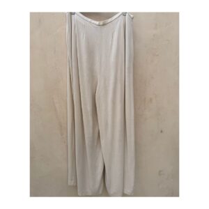 Pantalones palazzo color crema en mezcla de lino, talla L y estilo coastal chic