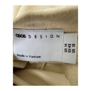 Pantalones palazzo color crema en mezcla de lino, talla L y estilo coastal chic