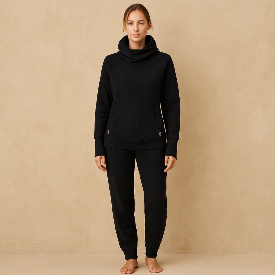 Lululemon Rest Day negro talla 4 con cuello alto y bolsillos tipo canguro. De segunda mano curada por Amelie