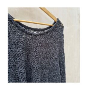 pullover de segunda mano, tejido abierto negro ecoté talla m, punto calado 58% algodón 42% acrílico