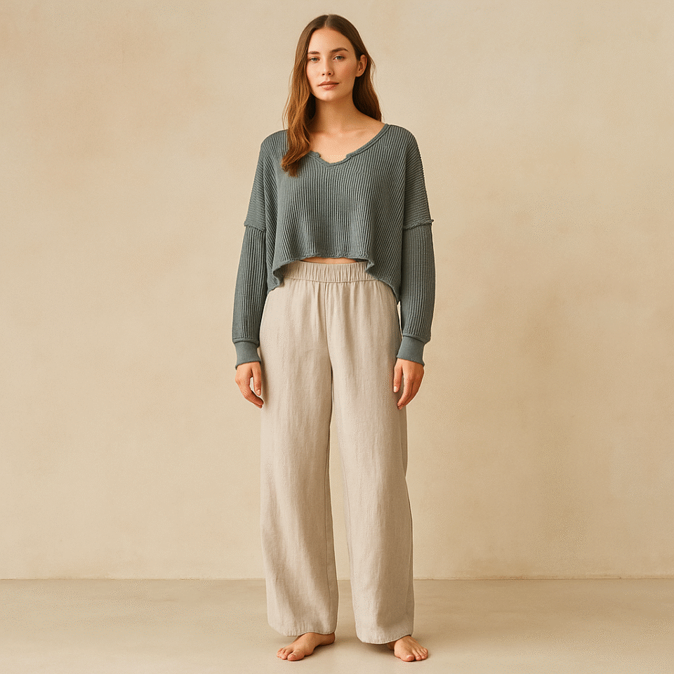 pullover waffle oliva ceniza de segunda mano Altar’d State talla S. ropa usada curada por Amelie