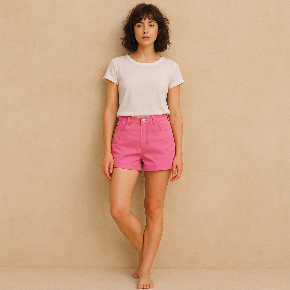 Short Rosa empolvado en algodón de Ralph Lauren, Talla S y estilo preppy. Soft girl