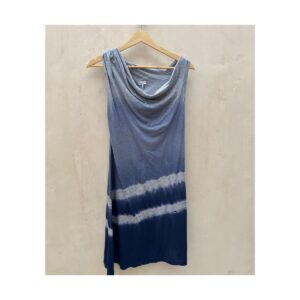 Vestido Splendid DE seguna mano sin mangas tie dye degradado gris a azul con escote drapeado, talla XS