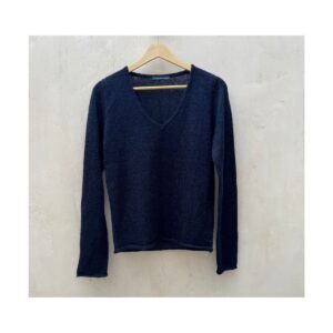 Sweater de segunda mano Andi Mohair V-Neck Brandy Melville en azul marino, mezcla de mohair y lana, escote en V, talla xs