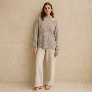 Sweater sin hombro tejido en lana de la marca Velvet by Graham Spencer, estilo minimalista,de segunda mano premium. preloved. Talla S
