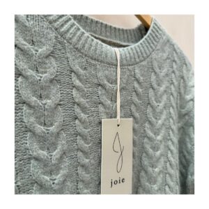 Sweater Joie trenzado en verde salvia talla XS con tejido cable knit