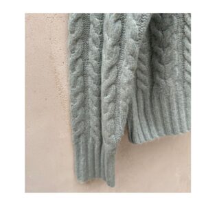 Sweater Joie trenzado en verde salvia talla XS con tejido cable knit