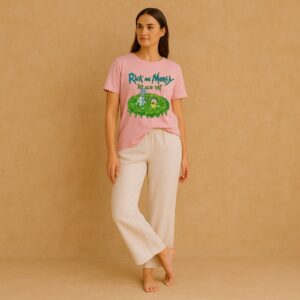 Tee Rick and Morty oficial 'The Acid Vat' en rosa pastel. estilo street wear. Talla M y 100% algodón