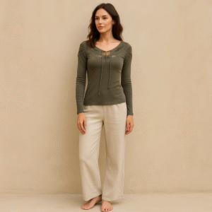 With Love Crochet Thermal: Tee en mezcla de algodón con acabado vintage y estilo boho chic