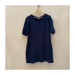 Vestido azul marino chicos mangas puff en talla M. Resorte wear. Preloved curado por Amelie